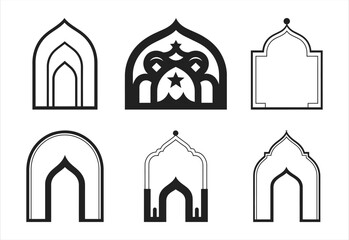 Set of Islamic window vector illustration