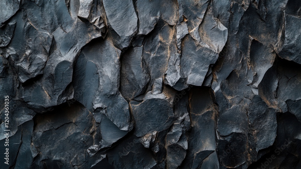 Aufkleber rugged dark stone surface with sharp edges creating textured pattern. natural rock background for in