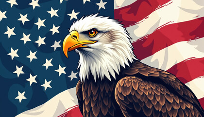 Impressive display of a bald eagle adorned with the American flag, signifying its importance on National Wildlife Day.