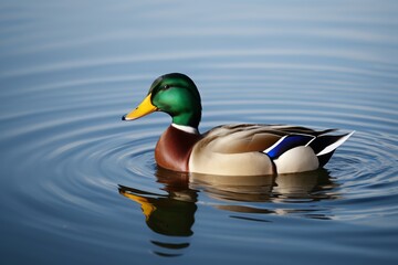 araffe duck floating in the water with a blue background