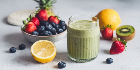 Refreshing Green Smoothie with Berries and Kiwi