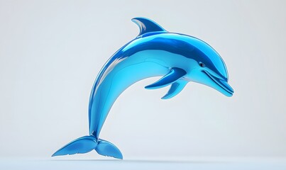 Obraz premium Shiny blue dolphin leaping.