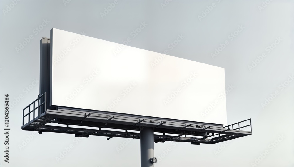 Poster blank billboard mockup against light gray sky. empty space for advertisement. modern urban signage s