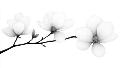 Obraz premium Elegant white magnolia blossoms on a minimalist branch against a plain background