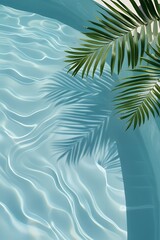 Fototapeta premium Tropical Poolside with Palm and Copy Space Banner