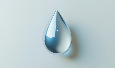 Fototapeta premium Single metallic silver water drop on white background.