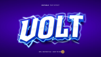 Volt text effect, editable electric voltage text style.