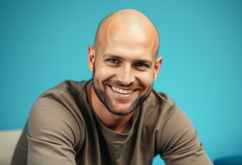 Obraz premium Portrait of a bald man with a warm and friendly smile