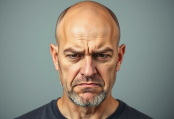 Obraz premium Portrait of a bald man with a scowl