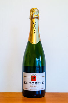Pruszcz Gdanski, Poland - December 31, 2024: Bottle of El Torete Semi Seco CAVA.