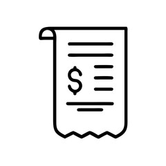 Invoice icon featuring a receipt with a dollar sign and itemized list