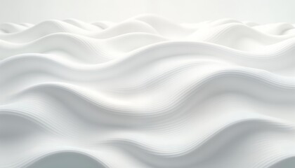 Obraz premium Abstract white wave pattern. Smooth flowing lines create minimalist design. Stylish and serene backdrop. Modern and elegant look. Ideal for various uses. Clean and refined aesthetic.