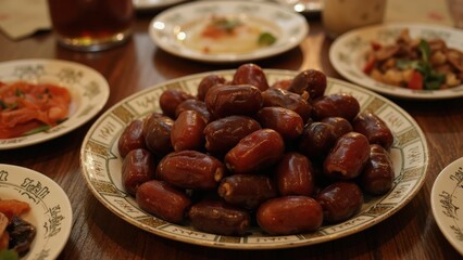 Obraz premium A Plate of Fresh Dates: A Middle Eastern Delight