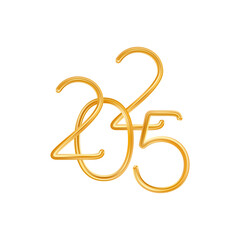 2025 Gold Thin Realistic New Year Number.