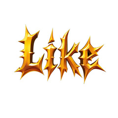 Bold Gold Like Text with Spikes isolated on Transparent background