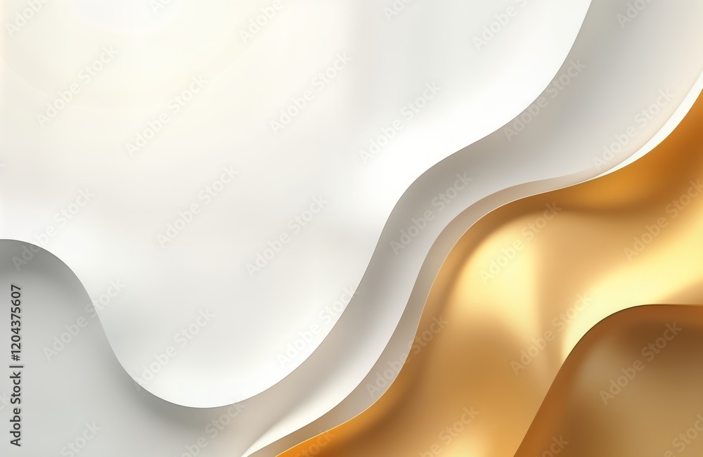 Aufkleber minimalist white and gold background with dynamic wavy shapes. luxury look. suitable for product pre