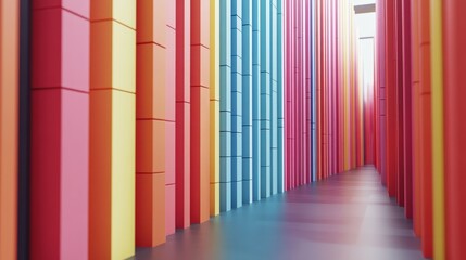 Obraz premium Vibrant Rainbow Corridor: A Symphony of Colors