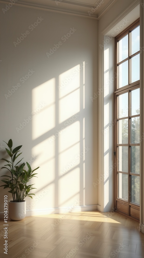 Aufkleber light and shadows from window. mockup of white shadow overlay effect and natural lightning in room i