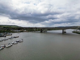 High Angle View of River Thames at Rochester Town in the Unitary of Medway and Located at Kent,...