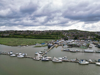 High Angle View of River Thames at Rochester Town in the Unitary of Medway and Located at Kent,...