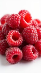 Raspberry Raspberries, Many Angles And View Side Top Front Group Pile Heap Isolated On White Background