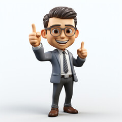 PNG of a happy 3d cartoon business man on transparent white background