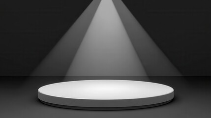 Spotlight on a Circular Pedestal in a Dark Room