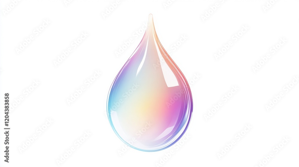 Aufkleber colorful drop representing fluidity and light captured against a simple white background in a digita