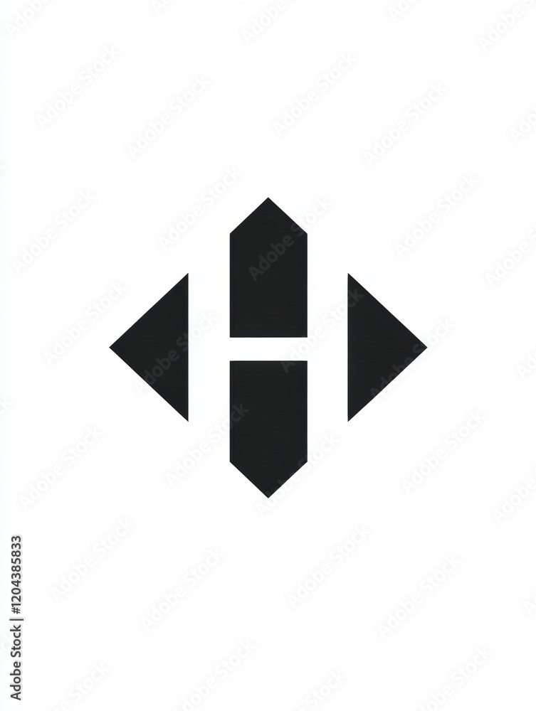 Aufkleber unique geometric black and white design with interconnected shapes and bold lines presented on a pla