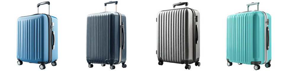 Rolling luggage – A suitcase or bag with wheels, making it easier to transport while traveling. Isolated on Clear White Background Highly Detailed 