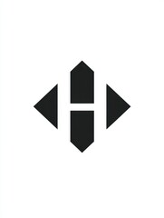 Fototapeta premium Unique geometric black and white design with interconnected shapes and bold lines presented on a plain background. Generative AI