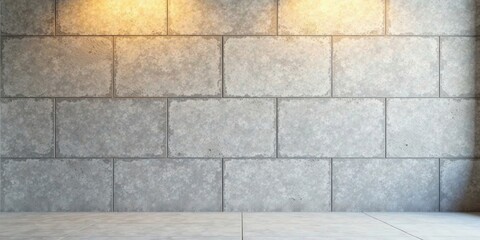 Fototapeta premium Illuminated Concrete Block Wall with Clean Floor Ideal for Modern Design Projects