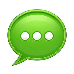Fototapeta premium Vibrant Green Speech Bubble Chat Icon on Three Ellipses; Modern Communication Graphic ui ux symbol 