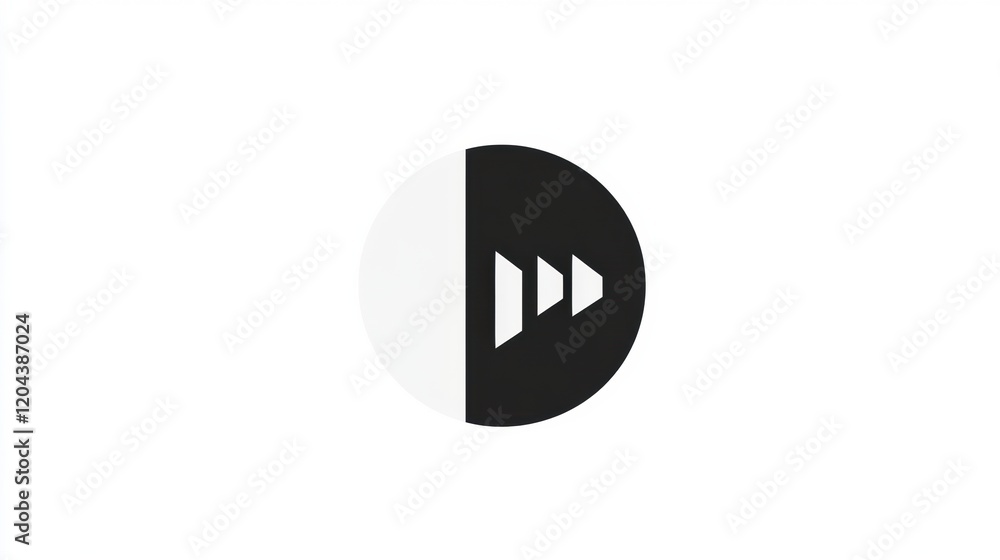 Aufkleber Symbol representing play and forward action in a simplistic monochromatic design. Generative AI