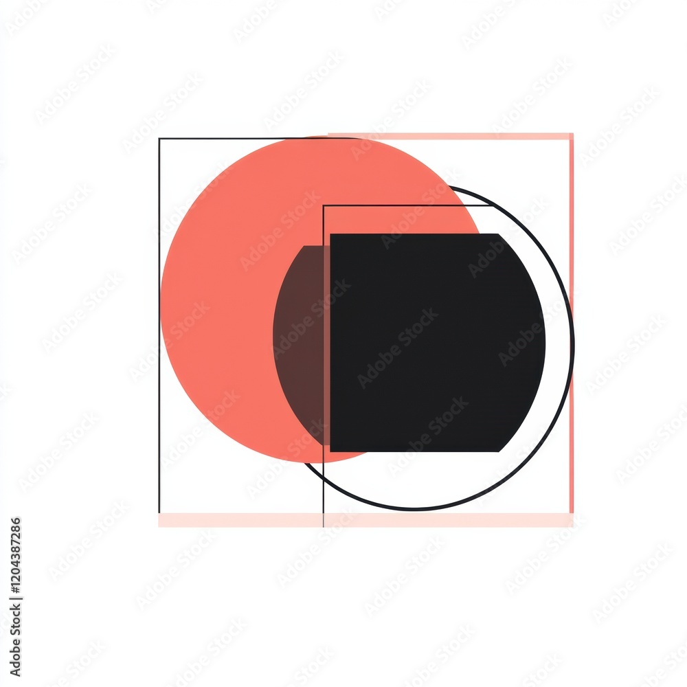 Poster abstract design featuring geometric shapes in contrasting colors and layers. generative ai