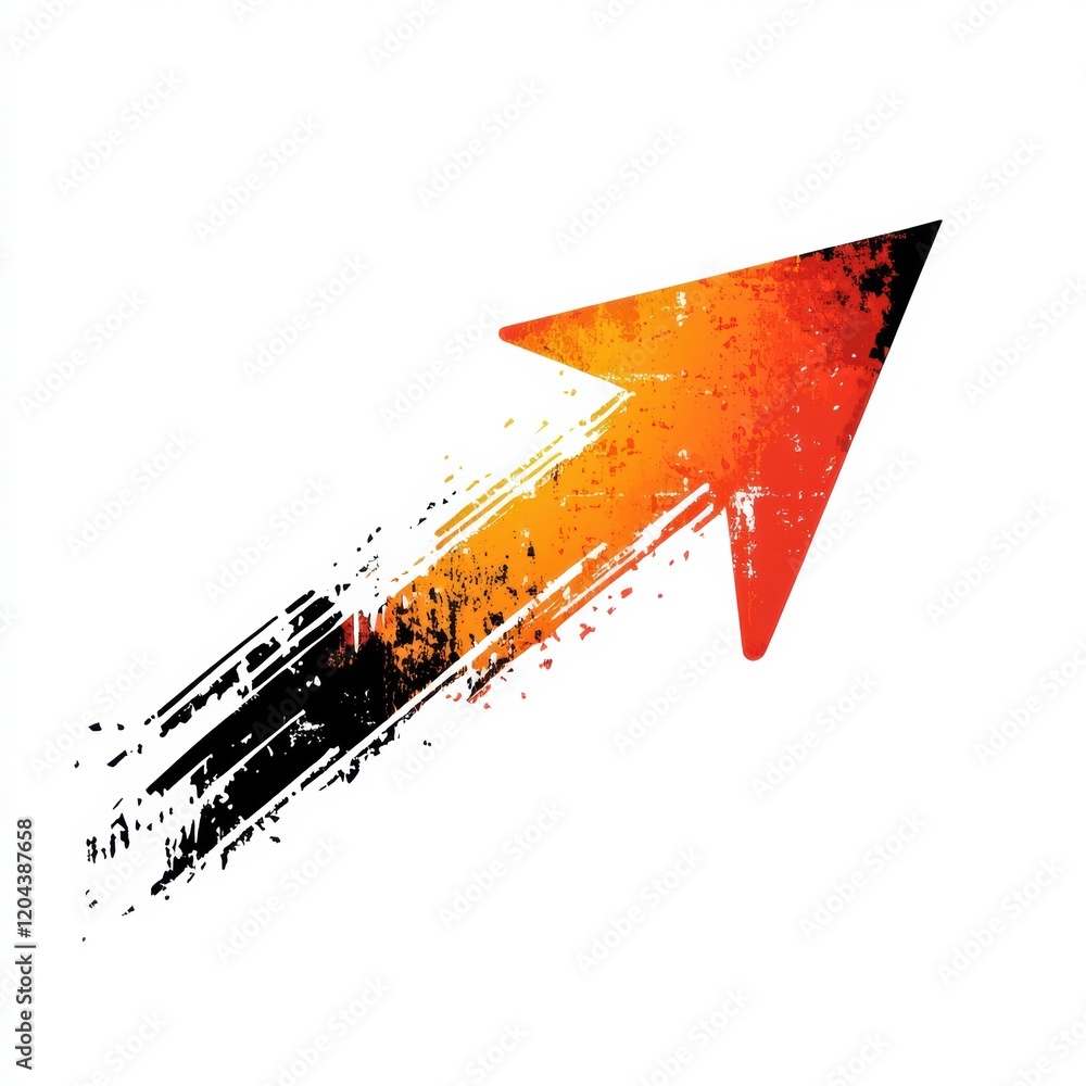 Poster dynamic arrow pointing upwards with a gradient effect showcasing movement and direction in a colorfu