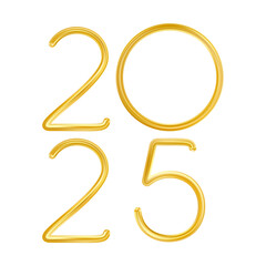 2025 Gold Thin Realistic New Year Number.