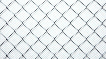Naklejka premium Close-up view of a chain link fence showing a repeating diamond pattern against a textured background.