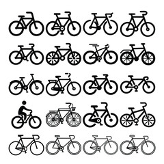 Fototapeta premium Bike Vectors icon and logo Illustrations, Bicycle black logo Illustration, Muscular athlete cycling, racing towards adventure icon isolate