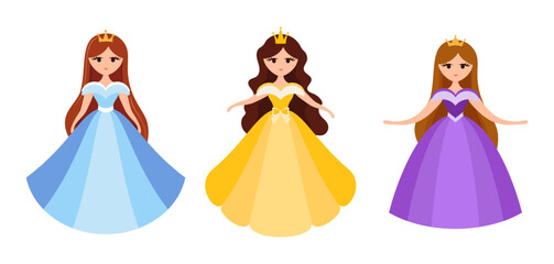 Quinceanera princess character. Young girl in a fluffy dress with a crown.
