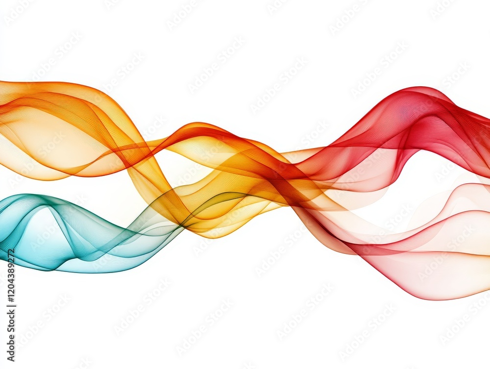 Aufkleber flowing multicolored wave ribbons in a dynamic abstract design, symbolizing creativity, digital netw