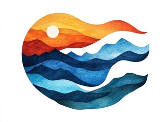 Obraz premium Vibrant watercolor waves in fiery red and deep blue tones blending abstract fluidity and dynamic energy with a bold artistic style and rich color gradients