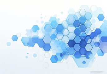 An intricate pattern of blue hexagons on a white background, arranged with space between each honeycomb cell