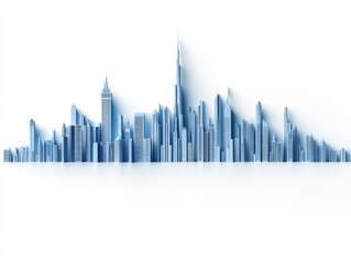 Fototapeta premium Frosty skyline with layered skyscrapers in icy tones, symbolizing futuristic urbanism and winter serenity in a clean, abstract vector composition for modern design themes
