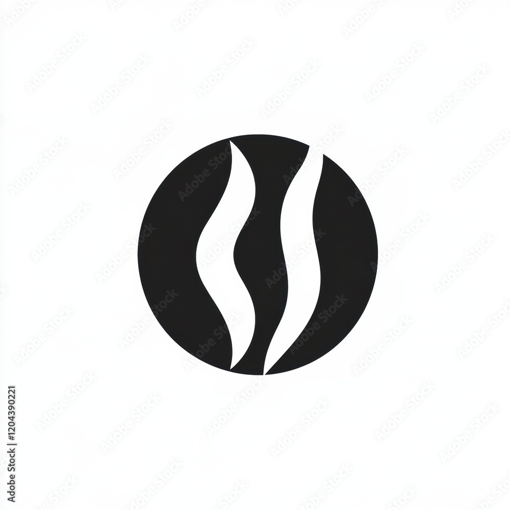 Poster Logo design featuring smooth wave shapes within a circular outline representing warmth and aroma. Generative AI