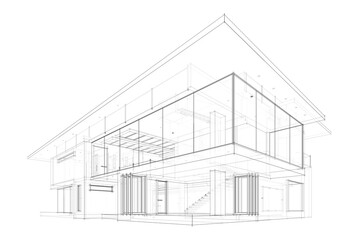 House architectural drawing 3d illustration