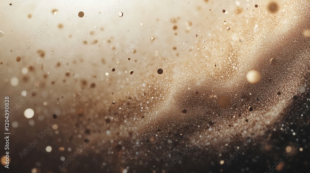 Poster golden bokeh particles in motion creating elegant abstract background