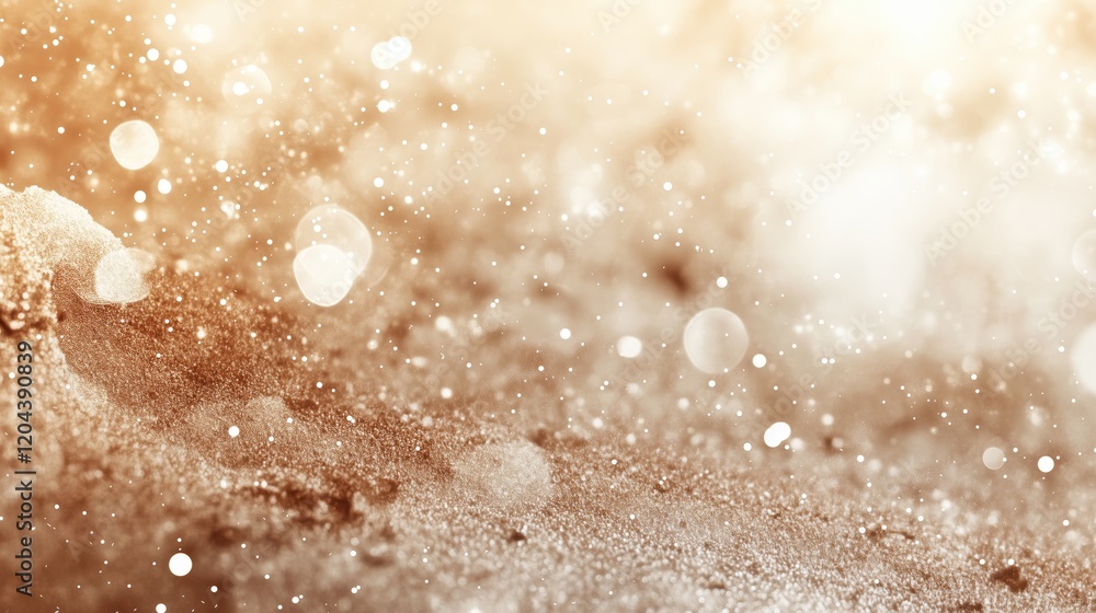Poster sparkling abstract golden bokeh background with soft light particles and glitter texture