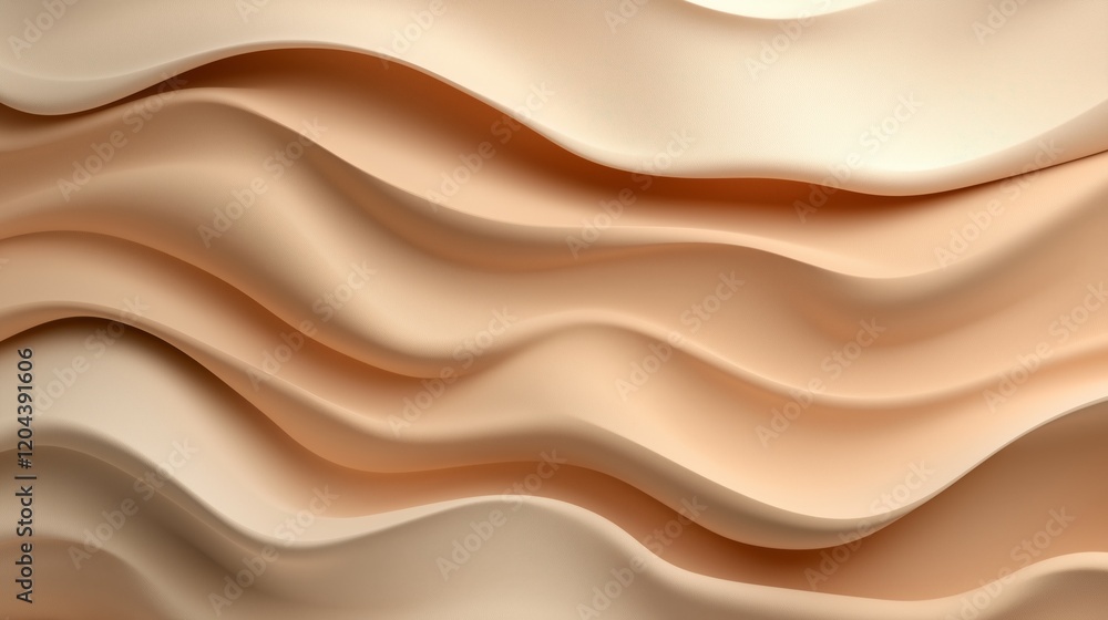 Poster Flowing abstract waves of elegant beige layers creating a smooth and calming texture