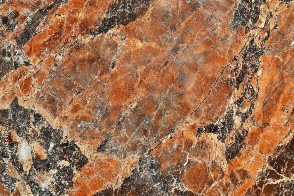 Poster vibrant orange marble texture with intricate black veining pattern. abstract background with copy sp